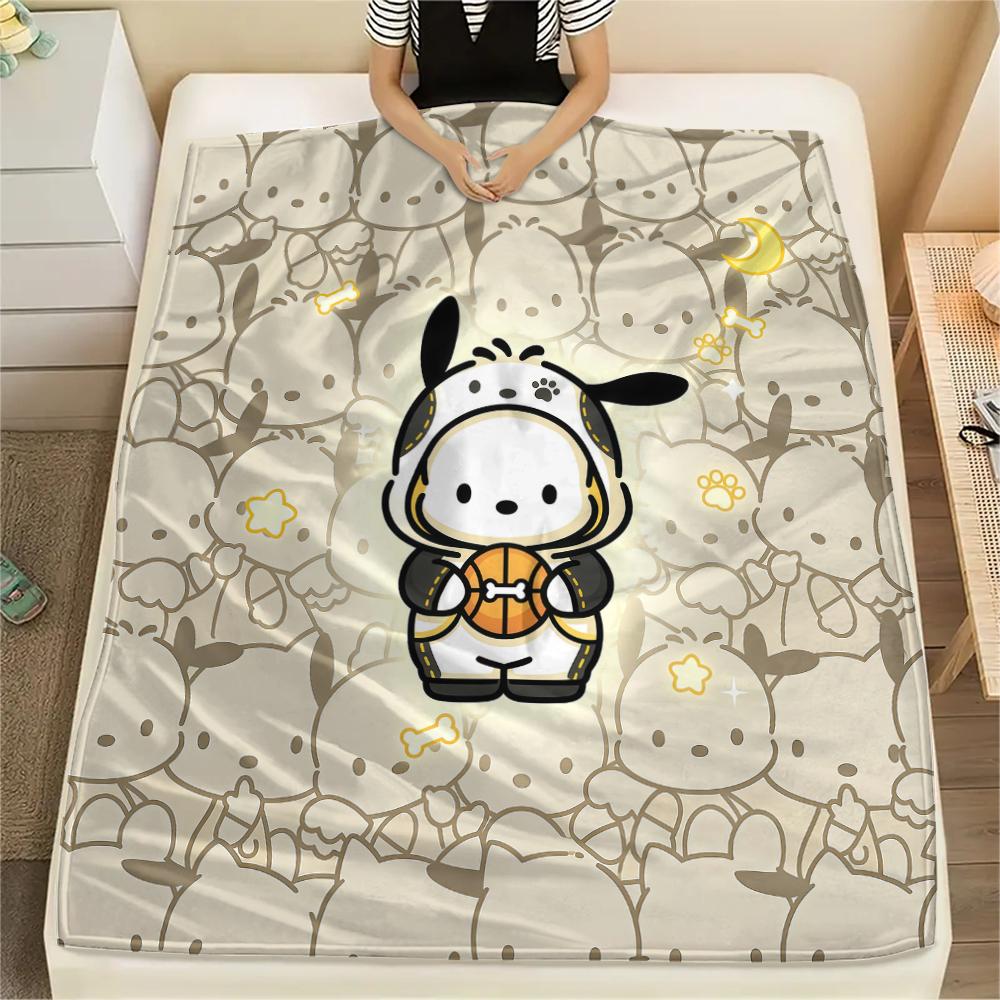 1PC Pochacco Print Flannel Blanket, High quality All Seasons, Home Decor, Warmth and Comfort, Perfect for Christmas Gifts