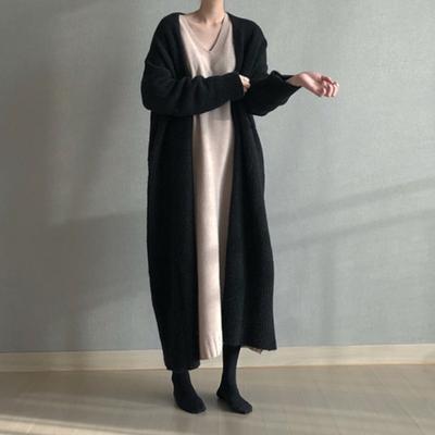 Autumn Winter Loose Casual Knitted Cardigan Long Sweater Jacket New Fashion Elegant Women Simple Office Coats Solid Color Versatile Clothing