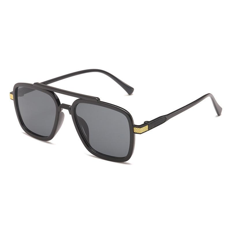 Non-polarized Vintage Punk Double Girder Large Square Frame Leisure Sunglasses Men Women Outdoor Travel Anti Strong Light Eyeglasses