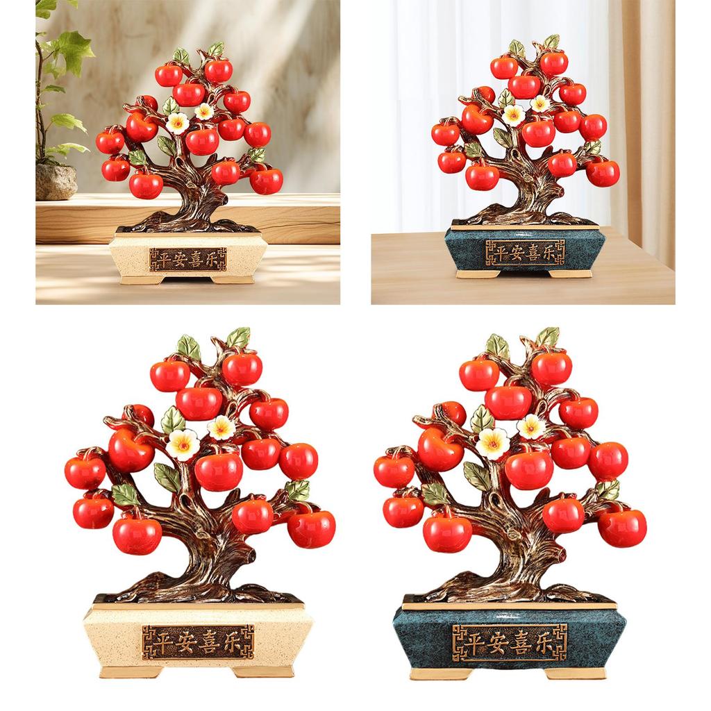 Persimmon Resin Statue Holiday Table Centerpiece Collectible Chinese Lucky Decoration for Home Farmhouse Party Festival Cabinet