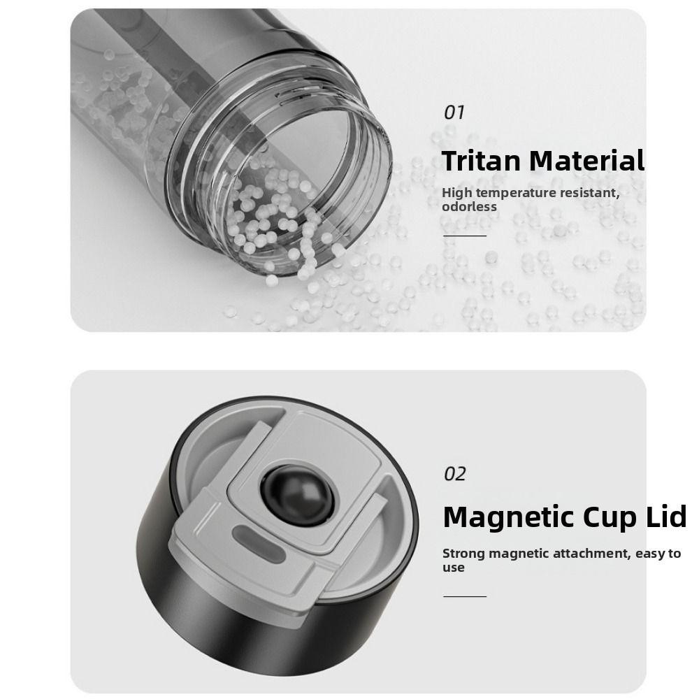 

BPA Free Portable Water Bottle Tritan Material Leak-proof Heat-resistant Tumbler Handle Rope Magnetic Suction Tea Separation Mug White 700ml