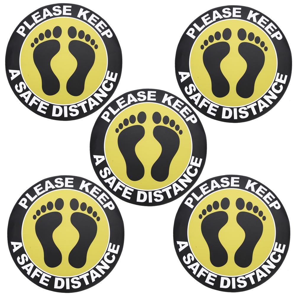 5pcs   Bag Distance Warning Floor Sticker Decal Safety Distance Sign for Store HospitalXG008