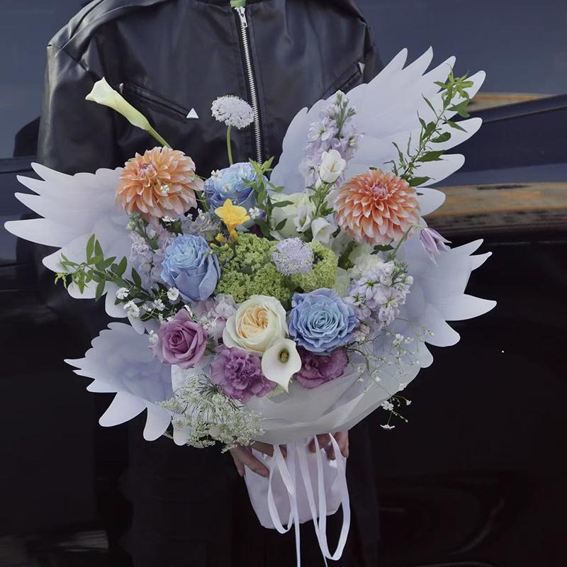 2026 New Mother's Day Bouquet Packaging Paper Angel Wing Shape Flower Bouquet Wrapping DIY Crafts Paper Floral Bouquet Material