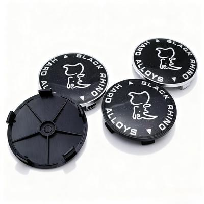 4pcs Black Rhino Logo Emblem Badge Car Wheel Center Caps 68MM Clips 63MM Wheels Hub Cap Rim Hubcaps Dust Cover Car Accessories