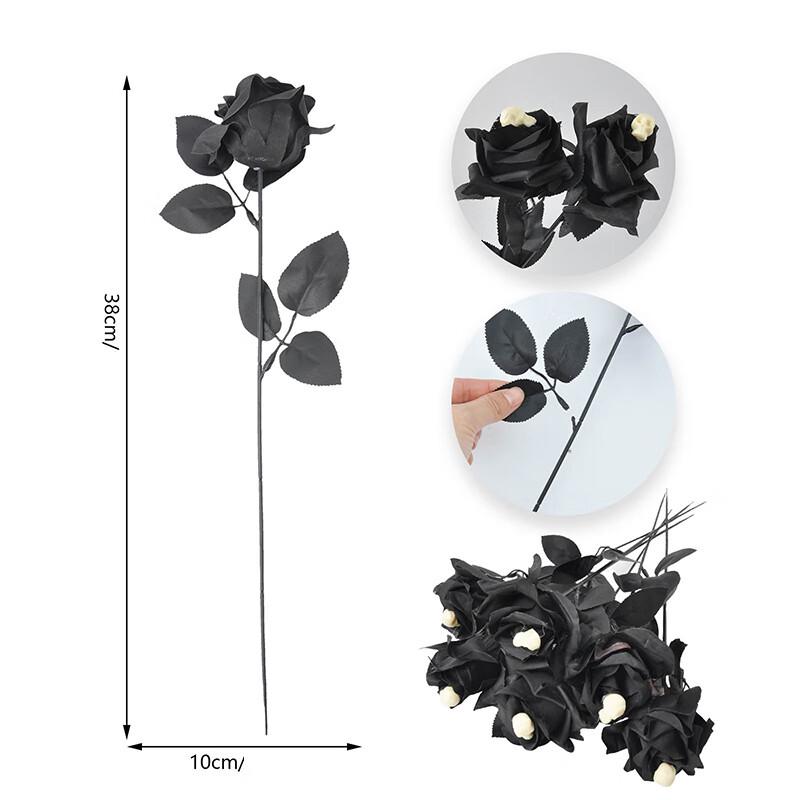 Halloween Skull Black Rose Branch Decorations