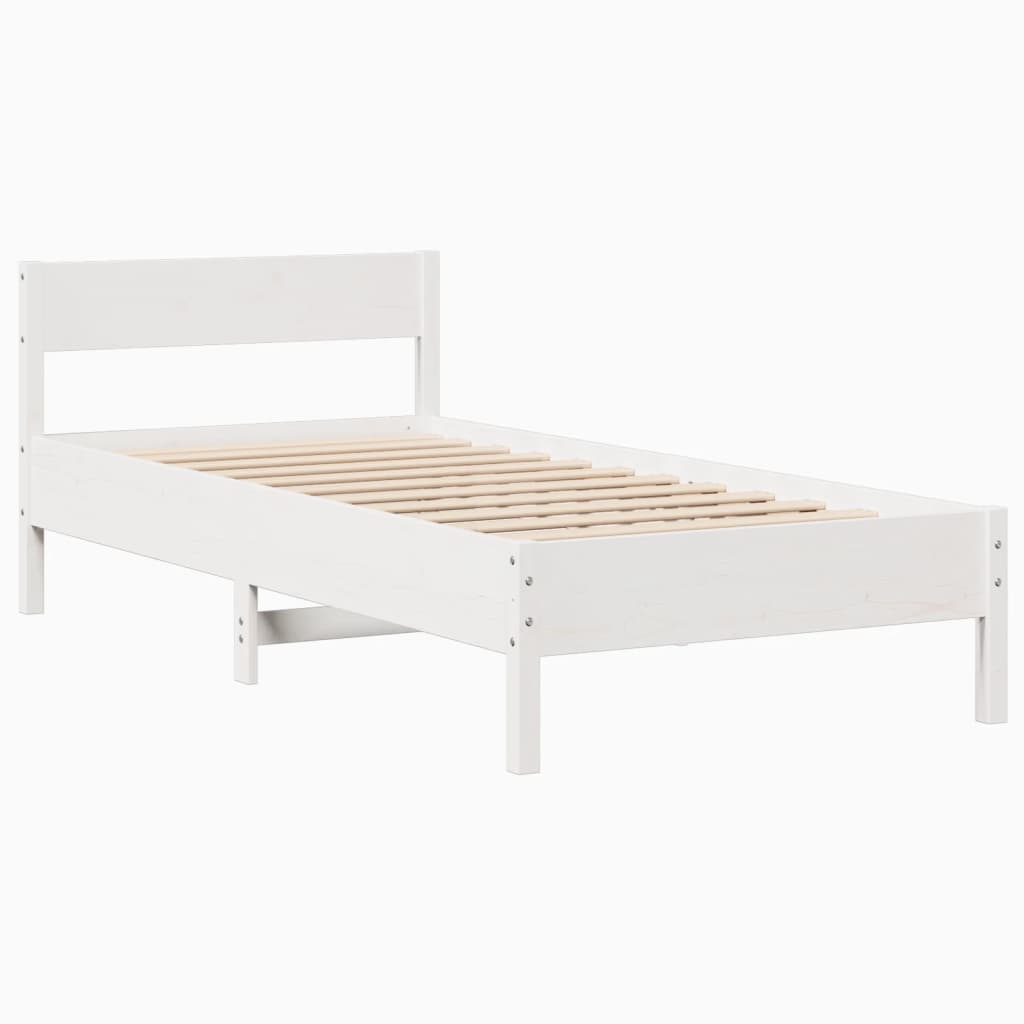 Vidaxl Rama Łóżka Bez Materaca, Biała, 75X190 Cm, Lite Drewno Sosnowe