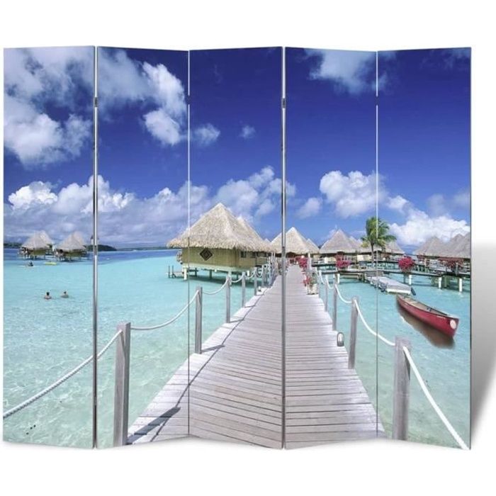 VidaXL Cloison de séparation pliable 200 x 170 cm Plage