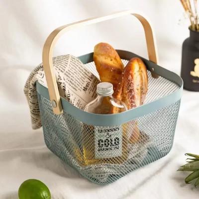 Metal Mesh Basket Multi-functional Hanging Durable Anti Corrosion Bread Fruit Food Organizer Bathroom Organizer Kitchen Baskets