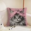 Pink cute Cat cushion cover Pillow Case Plush Fabric Soft Double Sided Print Sofa Cushion Cover Throw Pillow Covers