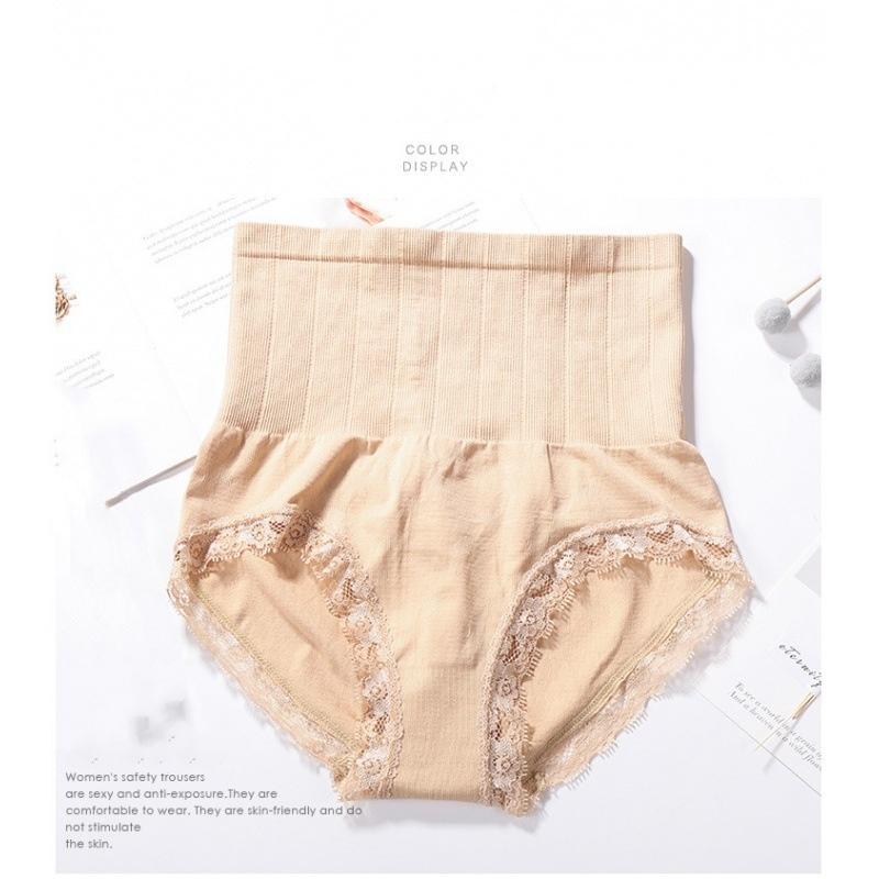High-waisted Briefs Lace Trim Briefs Tummy Control Underwear