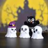 6pcs Luminous Miniature Halloween Cartoon Pumpkin Ghost Figurines Micro Landscape Ornaments Home Office Desk Room Decorations