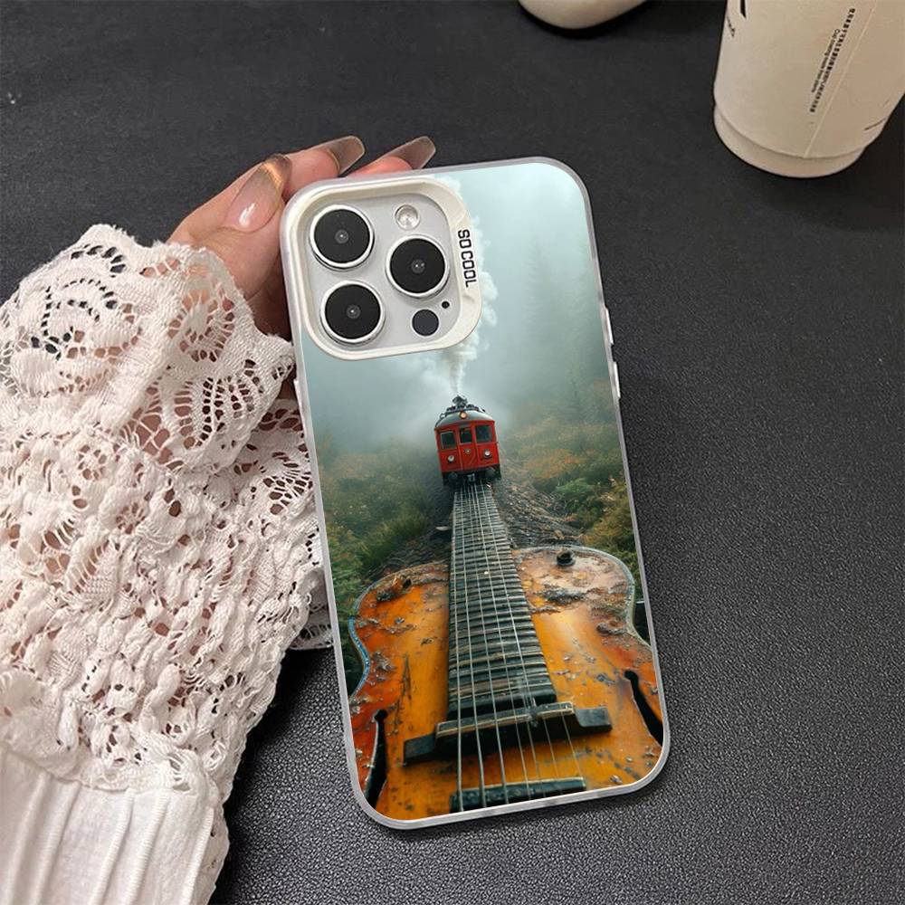 Train Railway Travel Colorful Silver Cover Phone Case For IPhone 17 16 Pro Max 15 Pro 14 Plus 11 12 13 X XS Max XR
