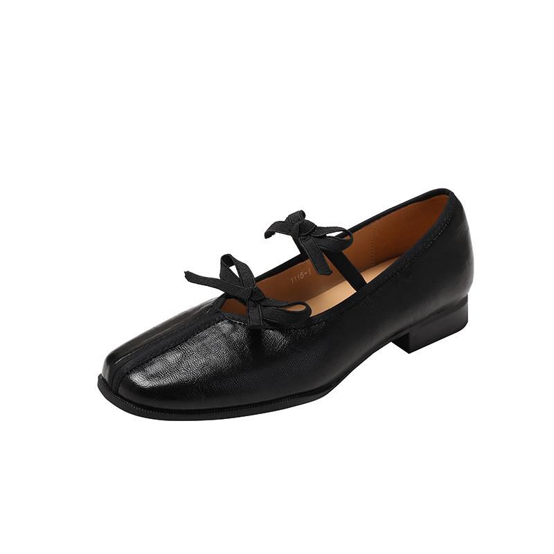 

Кожаные туфли на плоской подошве для женщин Huizhou, виноградные туфли для матери, такие же туфли Mary Jane, детские весенние новые туфли на плоской подошве 34 чёрный