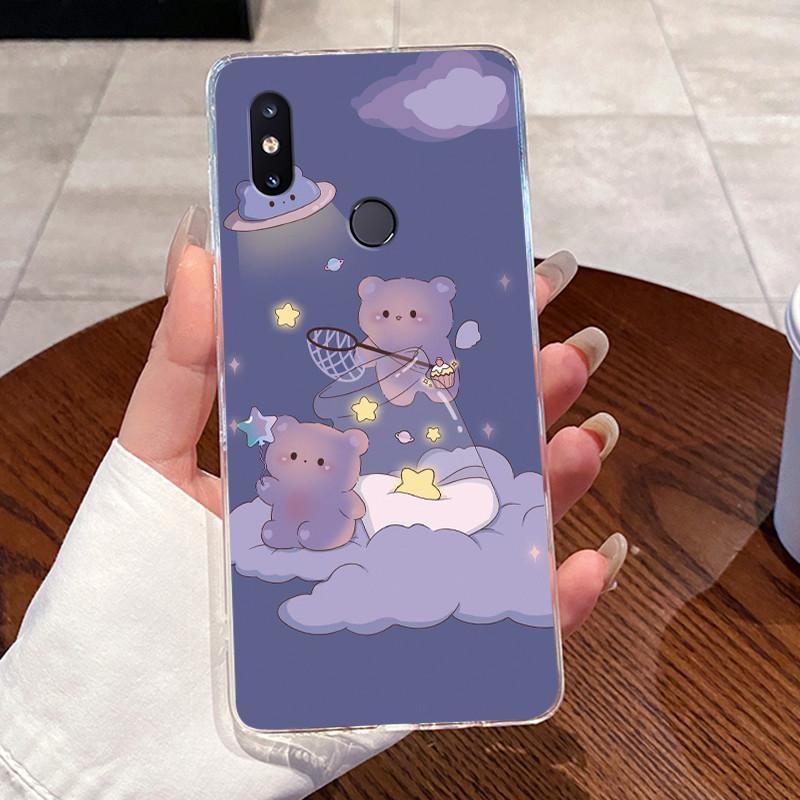 Jelly Casing For Xiaomi Mi Mix 2s Fundas Protective Coque Clear Silicone Soft TPU Back Cover Cute Rabbit Cat Dinasaur Phone Case