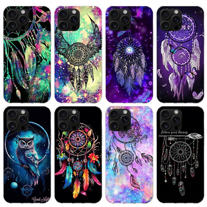 Retro Feather Dreamcatcher Phone Case For iPhone 17 Air 16 15 Pro Max 14 Plus 13 Mini 12 11 Cover 7 8 SE Silicone Shell Print Fu
