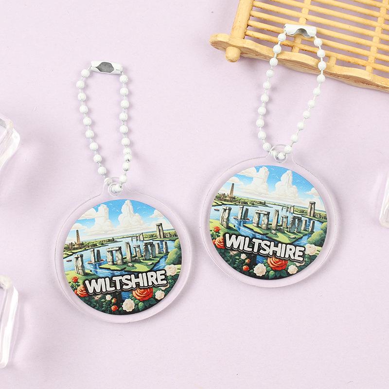 Iconic Landmark Acrylic Keychain Pendant - National Style Architecture Commemorative Souvenir