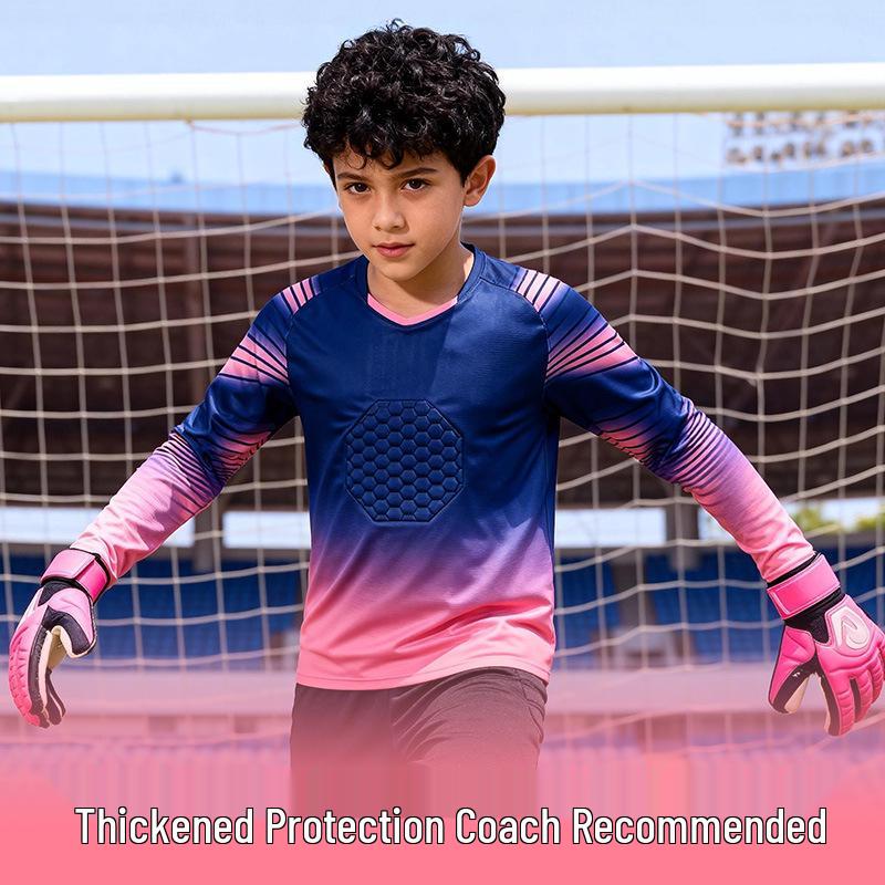 Kids' Long-Sleeve Goalkeeper Uniform with Chest Protection for Football Training