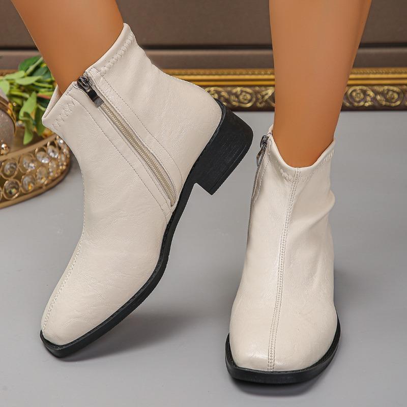 New Soft Leather Square Toe Versatile Low-heeled Shoes, Dr. Martens Boots and Women's Shoes