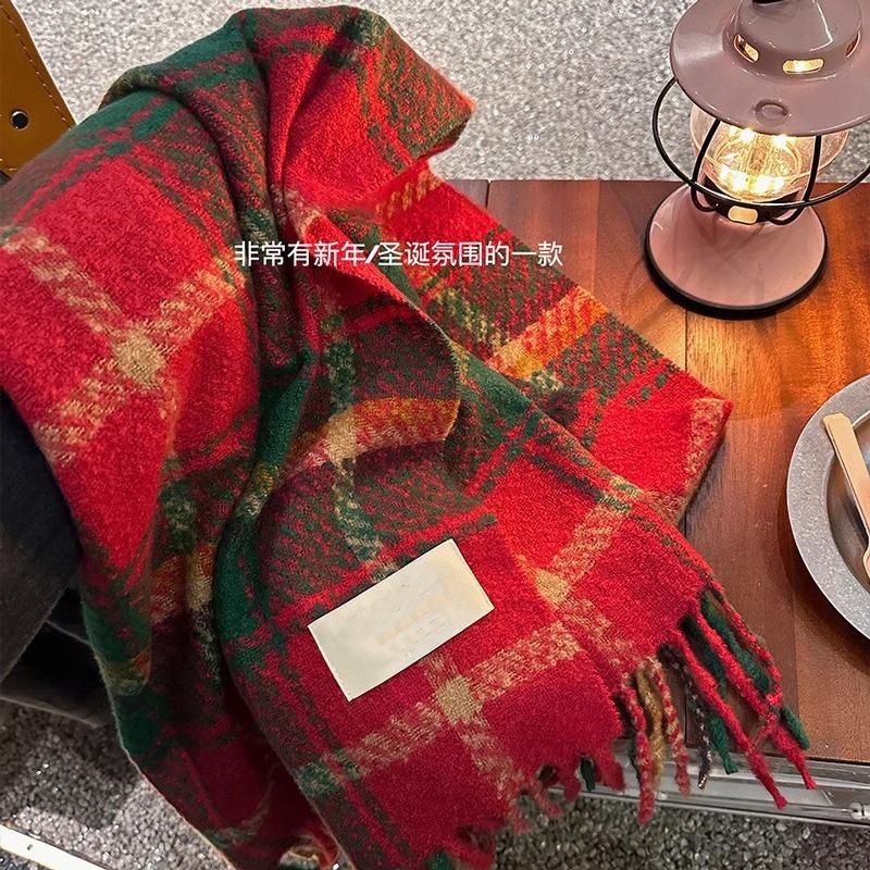 Christmas new red plaid scarf girls winter new versatile warm scarf shawl tide