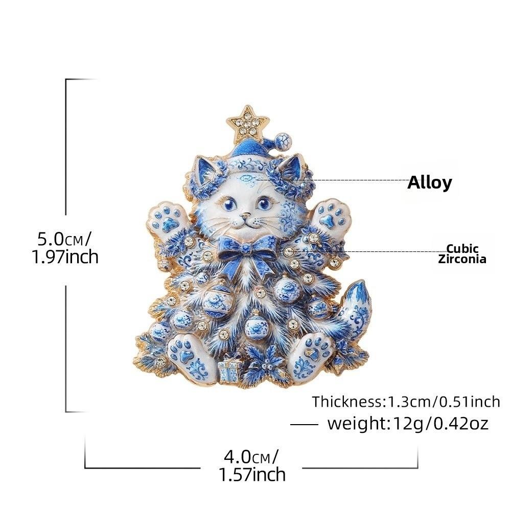Alloy Cat Brooch Pin Enamel Finish Holiday Brooch New Christmas Cat Brooch New Year Party