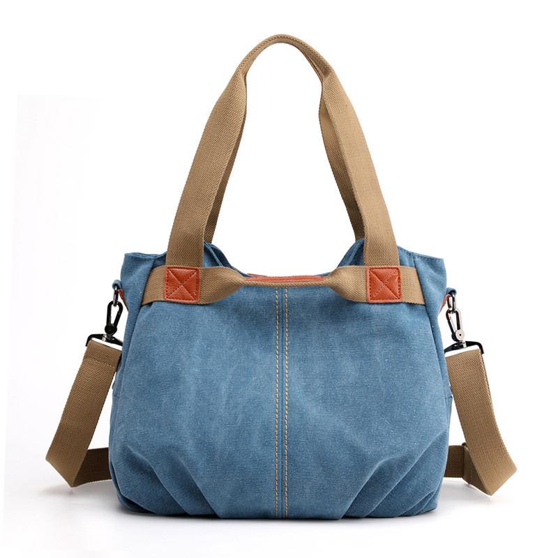 Borsa a tracolla in tela vintage da donna, ad alta capacità e dallo stile semplice, per l'uso quotidiano