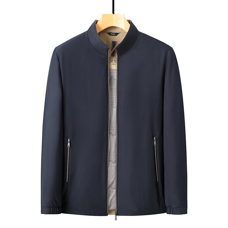 

Men Stand Collar Jacket Men Casual Business Zipper Anti-Wind Coat Men Fashion Thick Fleece Outerwear Male Middle-Aged Jackets 4XL синій