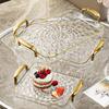 Portable Light Luxury Storage Tray Large Capacity Double Handle Jewelry Tray Clear Plastic Snack Plate Home Kitchen Organizer