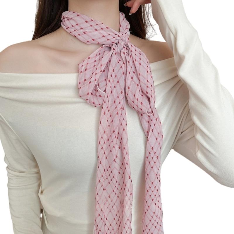 Клетчатый тонкий шарф для женщин Платок Обертка на ручку сумки для женской сумки Пояс-обертка на ручку Чокер