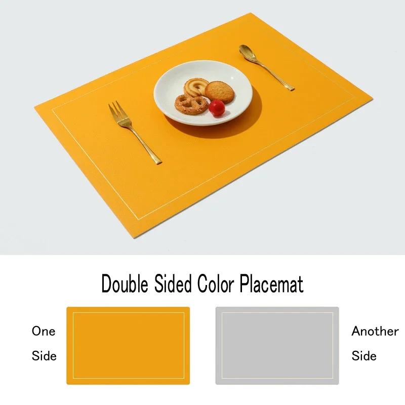 Northern INS PVC Leather Placemat Solid Color Square Heat-Resistant Waterproof Double-Layer Table Mats