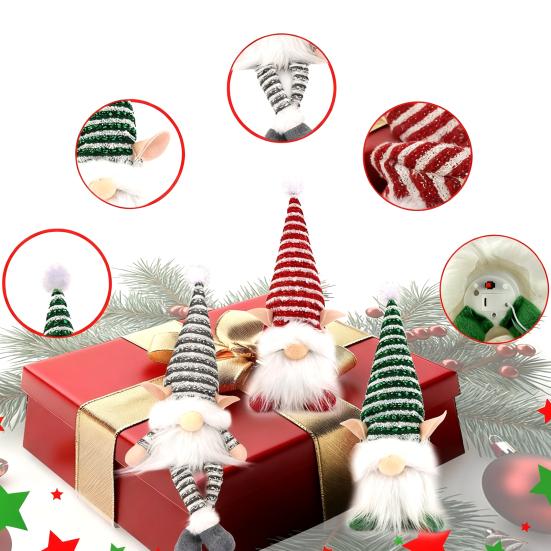 Beleuchteter Weihnachtswichtel Handgefertigtes Plüsch skandinavischer schwedischer Tomte Leuchtendes Weihnachtsmann-Elfen-Spielzeug für Winter-Tischplatte Etagenständer Indoor-Weihnachtsdeko