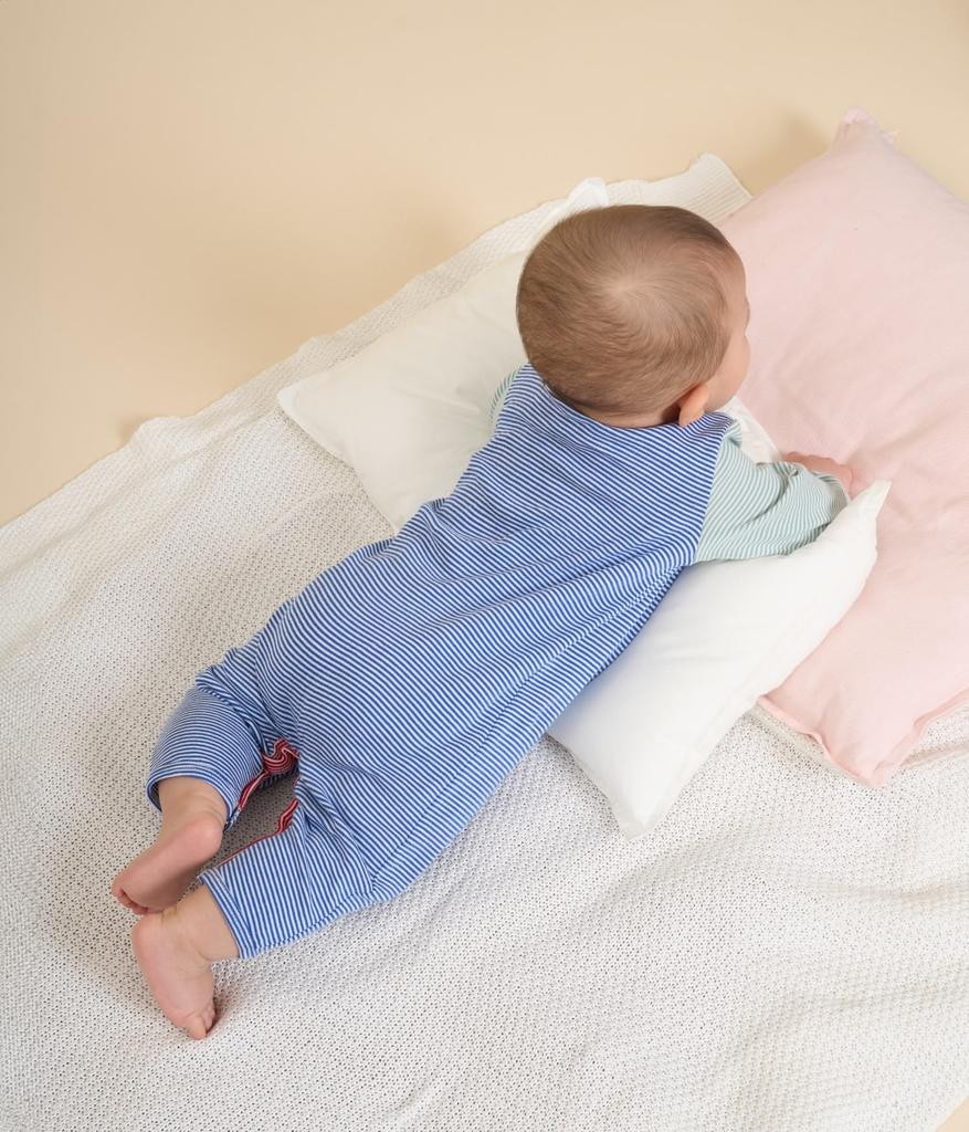 Footless Romper A0BB9 Light White 12 months 74cm [Petit Bateau] Blue/Off
