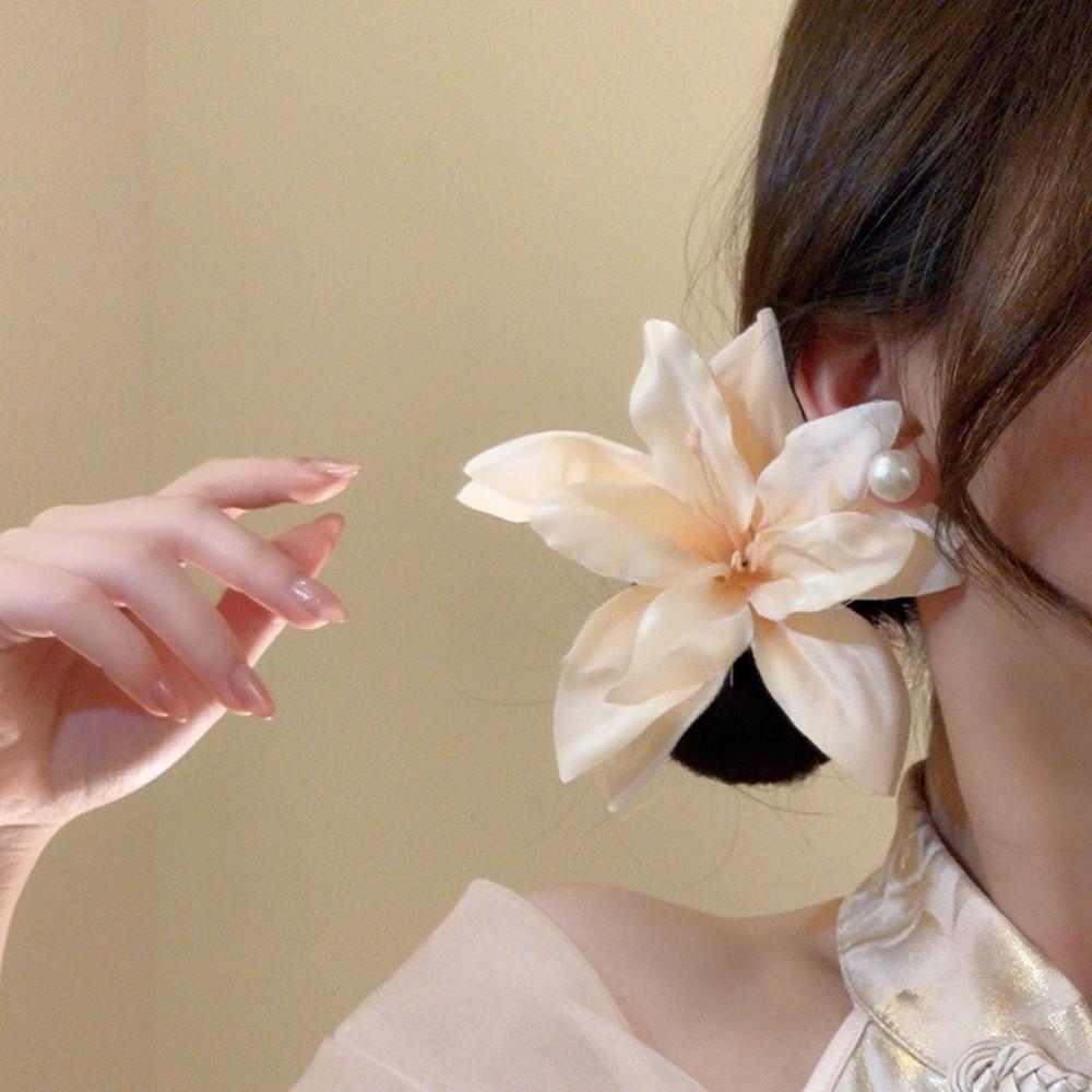Long Tassel Sweet Petal Hair Clips Elegant Flower Duckbill Clip  Women Use