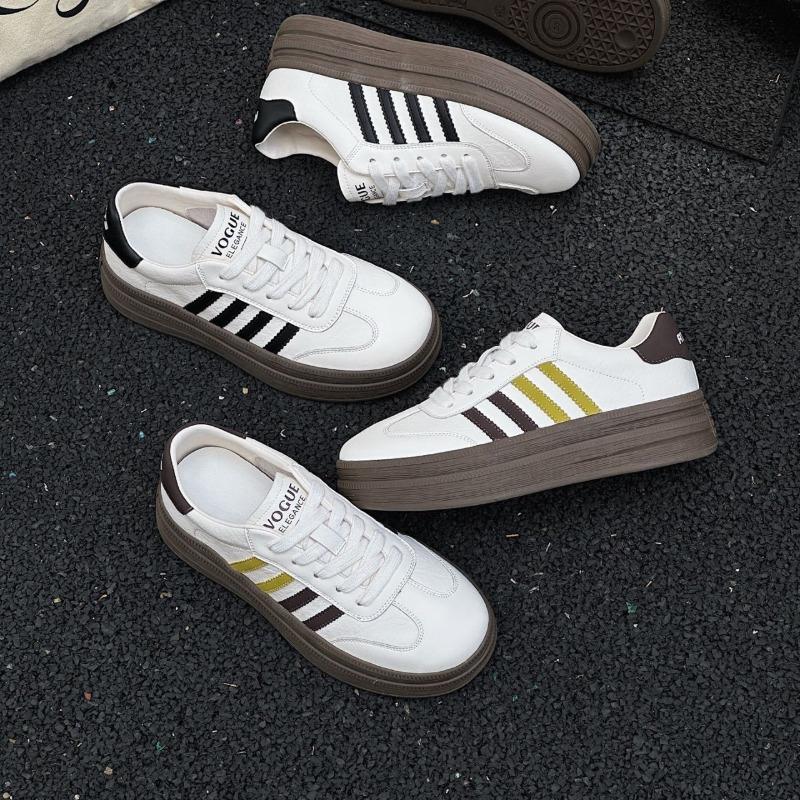 Leather little white shoes women's autumn new thick-soled heightening fashionable versatile light leisure sports