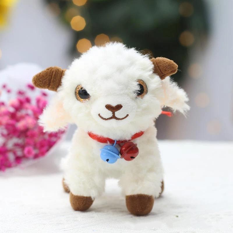 White Fluffy Sheep Stuffed Animal Soft Breathable Washable Fabric Adorable Big Eyes Great Gift for Kids Travel Companion