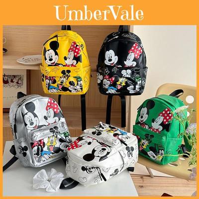 Mickey Mouse Kids Backpack Cartoon Print Breathable Pu Kindergarten School Bag For Children