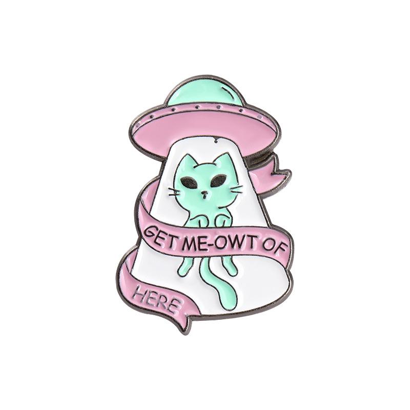 Cartoon Alien Creatures Enamel Pin Science Fictio Spaceship UFO Green Monster Brooches Lapel Badge Jewelry Gifts For Friends