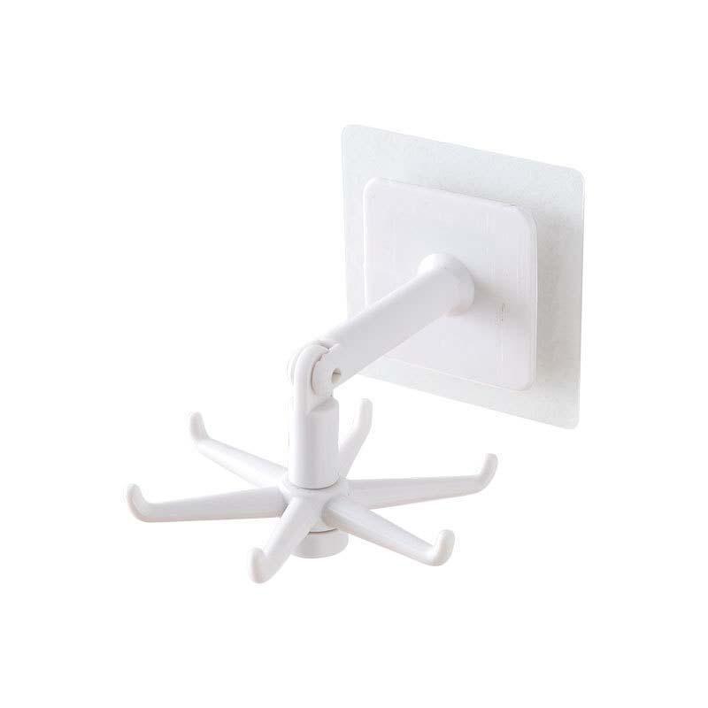 360 Degrees Rotated Kitchen Hooks Self Adhesive 6 Hooks Wall Door Hook Handbag Clothes Ties Bag Home Hanging Rack