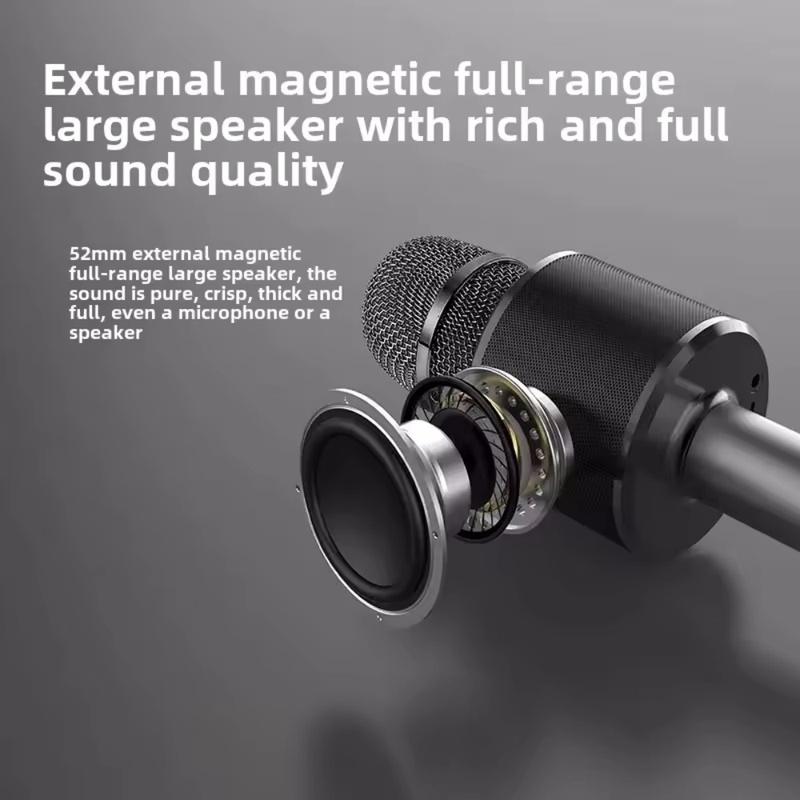 Wireless Bluetooth Speaker Mic Karaoke Microphone Handheld Portable Microphone Mobile Phone Music Player for Children Home KTV