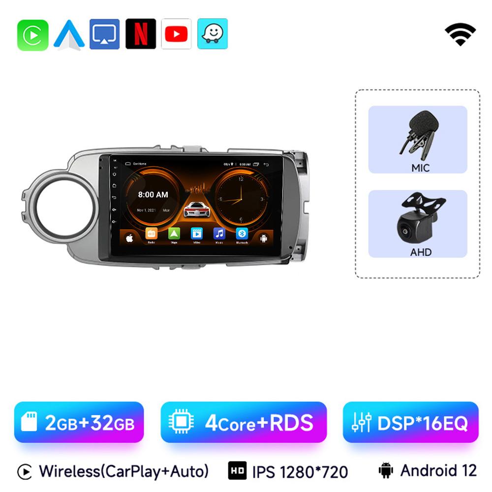 JIUYIN 9inch Android 13 Car RadioFor Toyota Yaris 2012 - 2017 Multimedia Player Android Auto Wireless Carplay GPS  2Din DVD