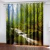 Spring Green Forest Series Luxury Sunshade Curtains 2 Pieces of Living Room Bedroom Home Decoration Hook Punch
