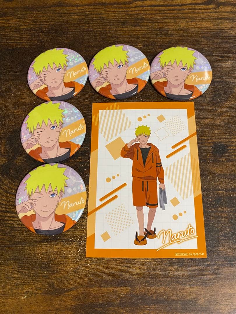 [USED] Naruto Can Badge Set of 5 Bonus Bromide Morning Ver.