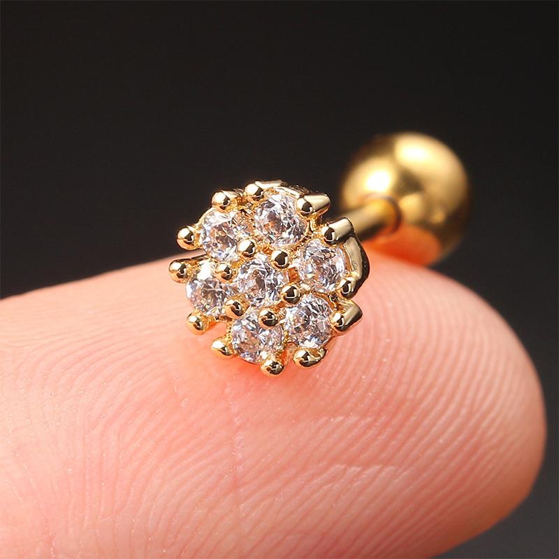 1Pcs Zircon Earring For Women Ear Bone Nail Cartilage Earring Spiral Stud Earrin
