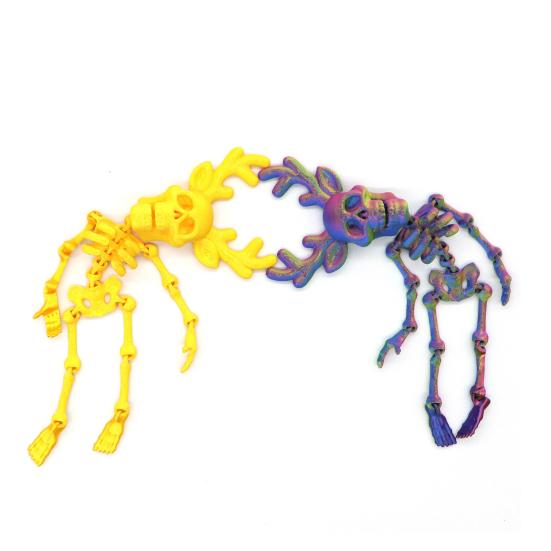 Halloween Skeleton Refrigerator Magnet 3D Printed Poseable Skeleton Figurine with Movable Joints Articulated Skeleton Fridge Magnetic Decoration