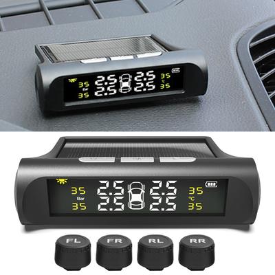 Samochodowy TPMS zasilany energią słoneczną System Monitorowania Ciśnienia w Oponach z 4 Czujnikami Cyfrowy Wyświetlacz LCD Auto Alarm Bezpieczeństwa Tester Automotywacyjny