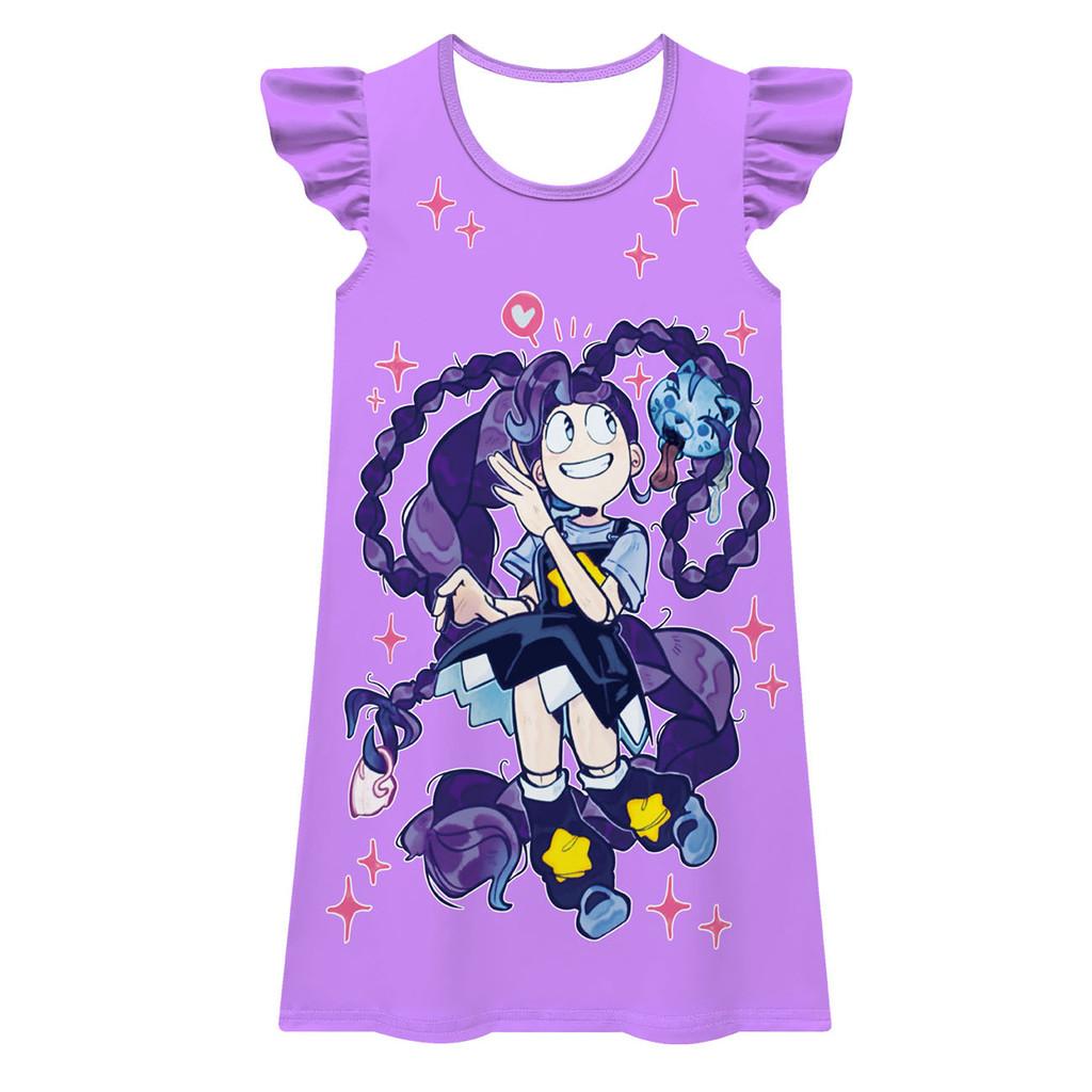

83053 Kids Girls Lily Lovebraids Print Short Sleeves Round Neck Dress 160cm фіолетовий