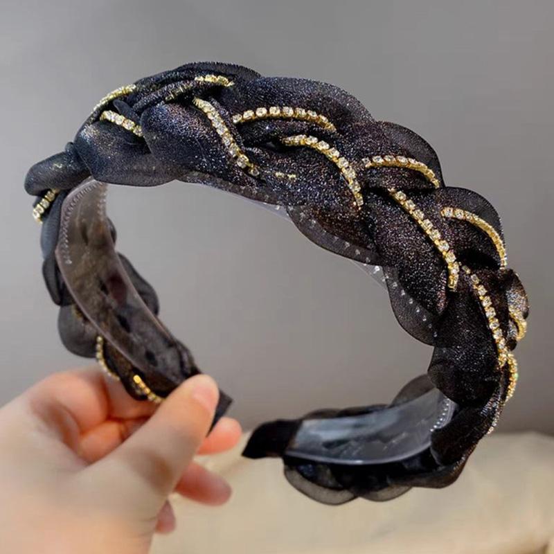 Organza braided headband claw chain diamond twist hairband fashion women's hair accessories