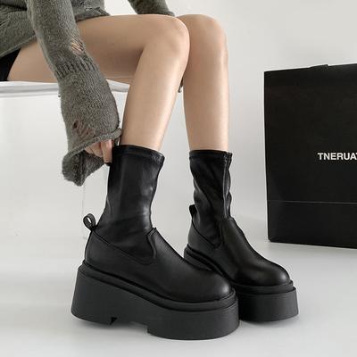 Fashion Temperament Black American Retro Heightened Platform Boots Women's 2025 Summer New Versatile Knight Boots