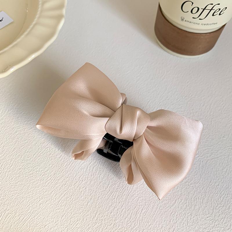 

2025 Elegant Satin Bow Hair Clip: Women s French Retro Ponytail Updo Accessory шампанского
