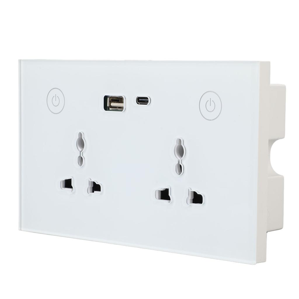Smart Wall Outlet 2.4G WiFi Touch Light Switch Voice Control Smart Plug with USB and TYPE C Charger
