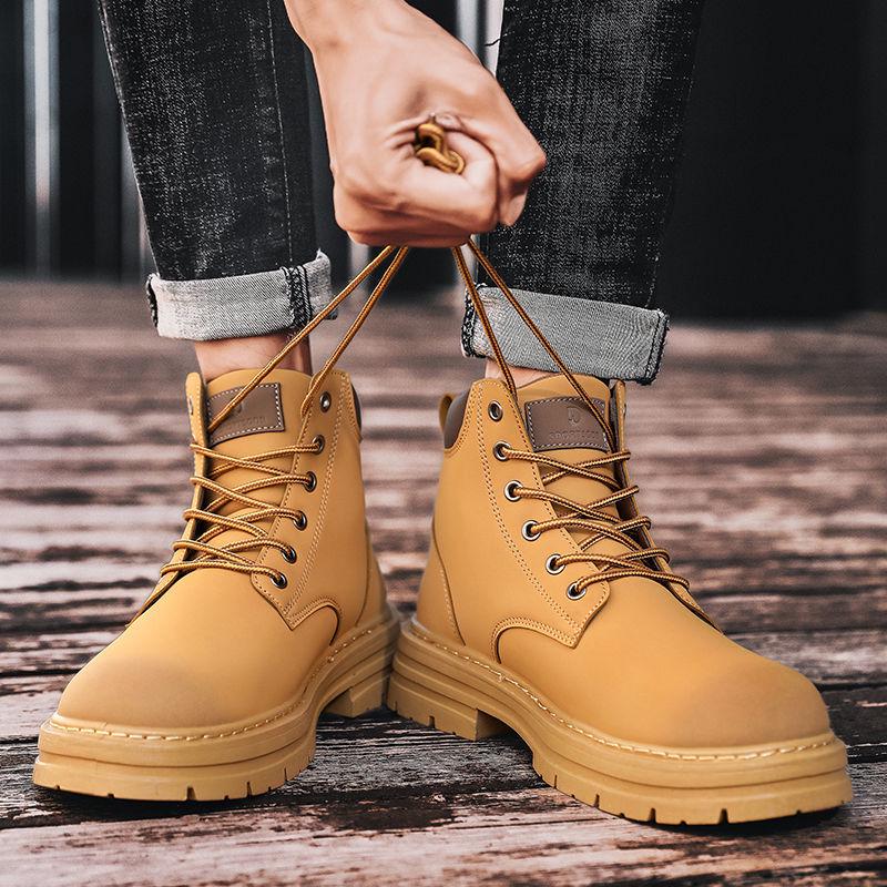 Men's Retro British-Style High-Top Martin Boots - Autumn Yellow Edition